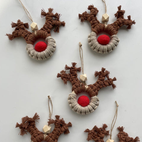 Macrame Reindeer Ornaments