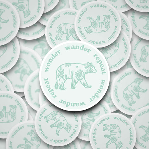 Wonder Wander Repeat 2" Waterproof Sticker Aqua