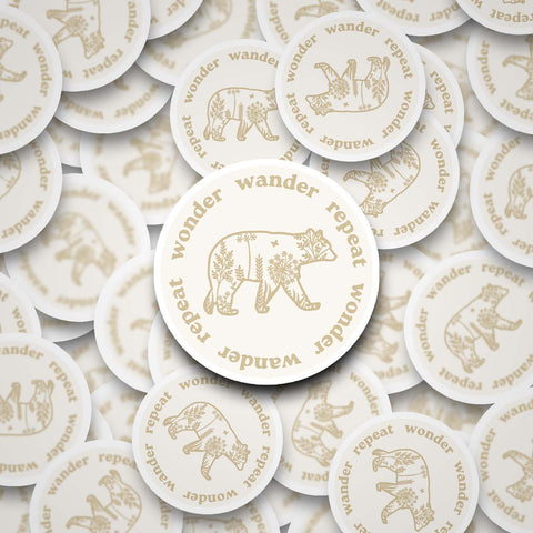 Wonder Wander Repeat 2" Waterproof Sticker Beige