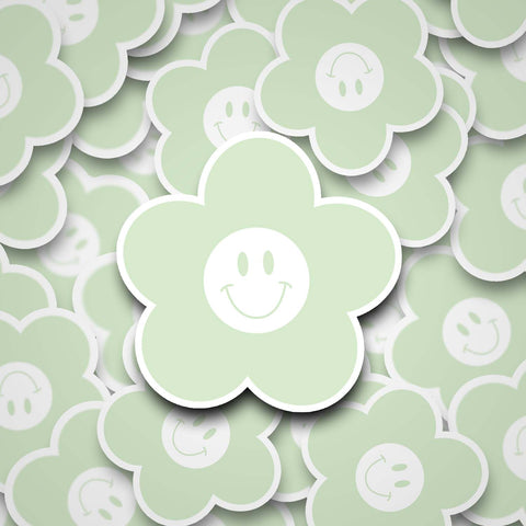 Happy Daisy 2" Waterproof Sticker Mint