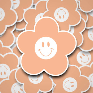 Happy Daisy 2" Waterproof Sticker Peach