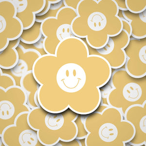 Happy Daisy 2" Waterproof Sticker Yellow