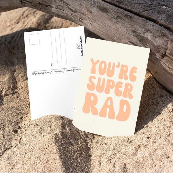 You're Super Rad Postcard Peach